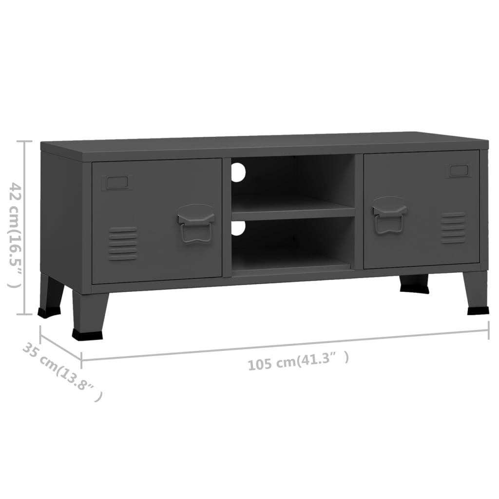 Teollisuustyylinen TV-taso antrasiitti 105x35x42 cm metalli - Sisustajankoti.fi