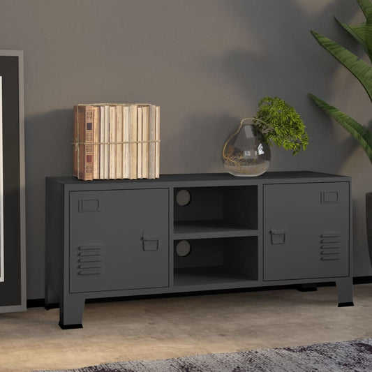 Teollisuustyylinen TV-taso antrasiitti 105x35x42 cm metalli - Sisustajankoti.fi