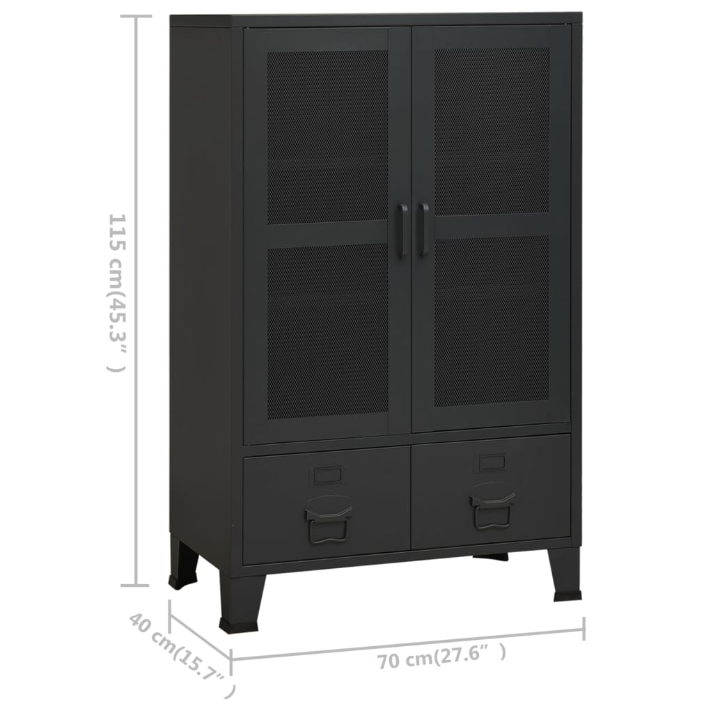 Teollinen säilytyskaappi musta 70x40x115 cm metalli - Sisustajankoti.fi