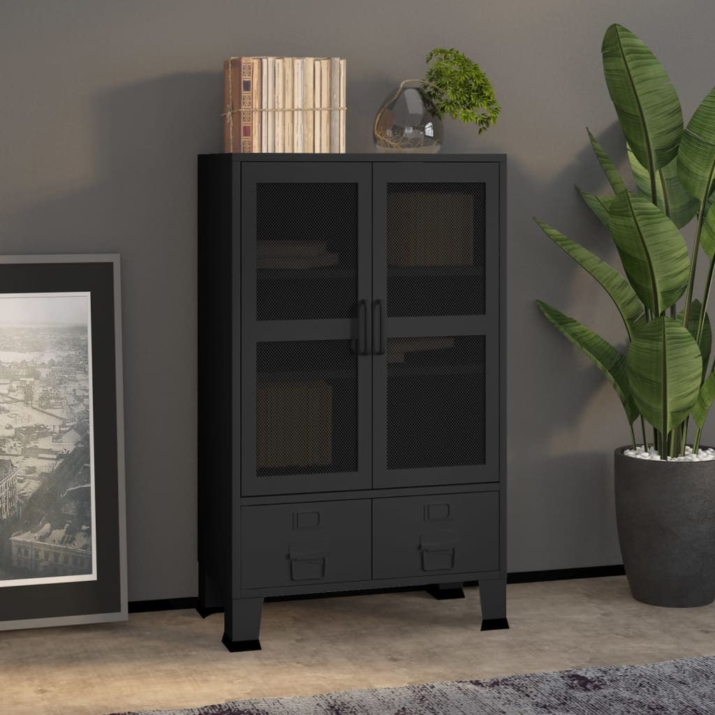 Teollinen säilytyskaappi musta 70x40x115 cm metalli - Sisustajankoti.fi