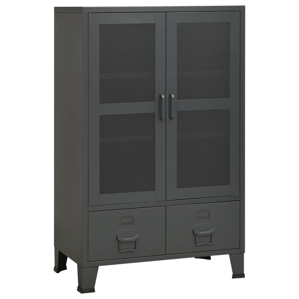 Teollinen säilytyskaappi antrasiitti 70x40x115 cm metalli - Sisustajankoti.fi