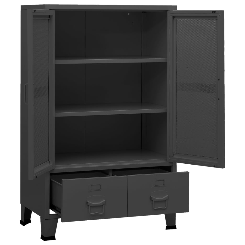 Teollinen säilytyskaappi antrasiitti 70x40x115 cm metalli - Sisustajankoti.fi
