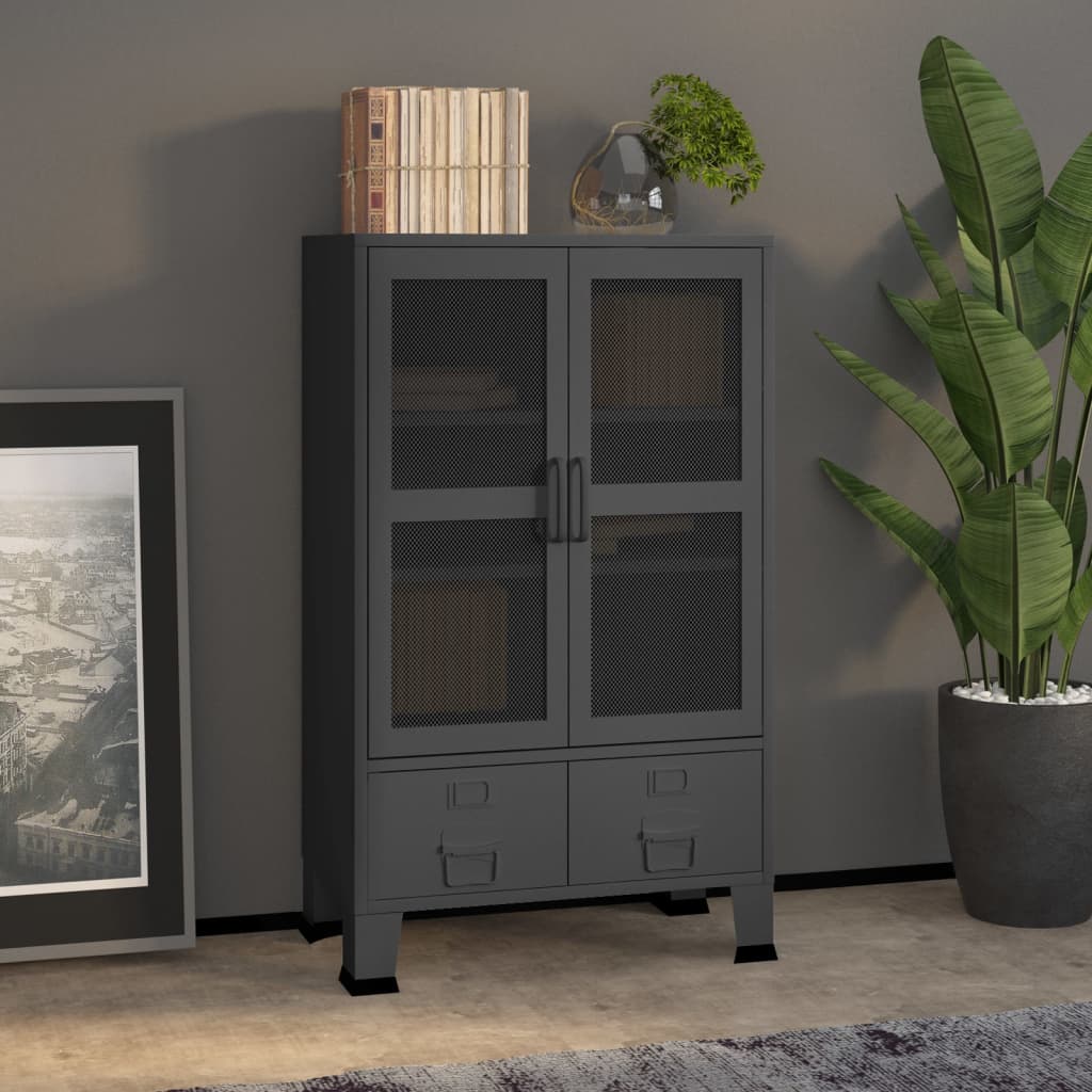 Teollinen säilytyskaappi antrasiitti 70x40x115 cm metalli - Sisustajankoti.fi
