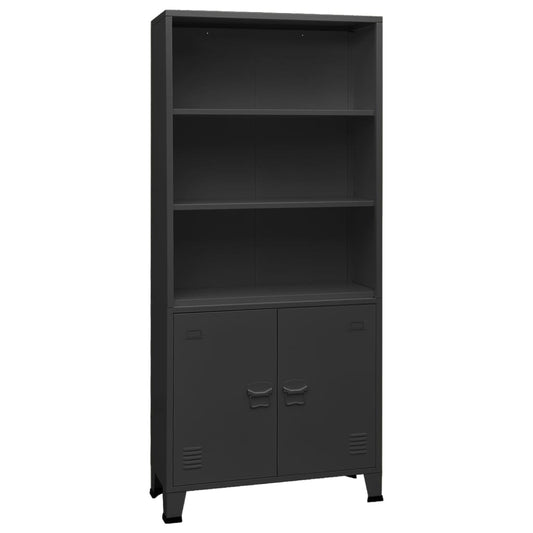 Teollinen kirjahylly antrasiitti 80x32x180 cm teräs - Sisustajankoti.fi