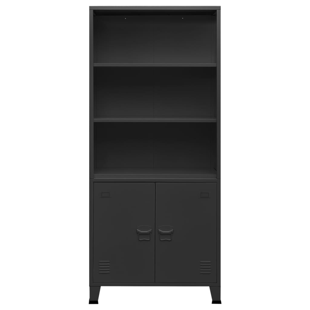Teollinen kirjahylly antrasiitti 80x32x180 cm teräs - Sisustajankoti.fi