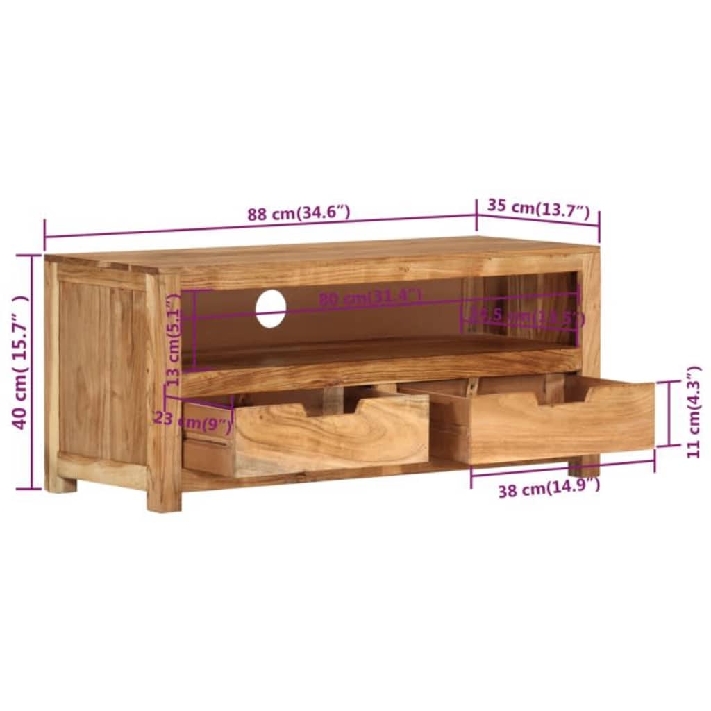 TV-taso 88x35x40 cm täysi akaasiapuu - Sisustajankoti.fi