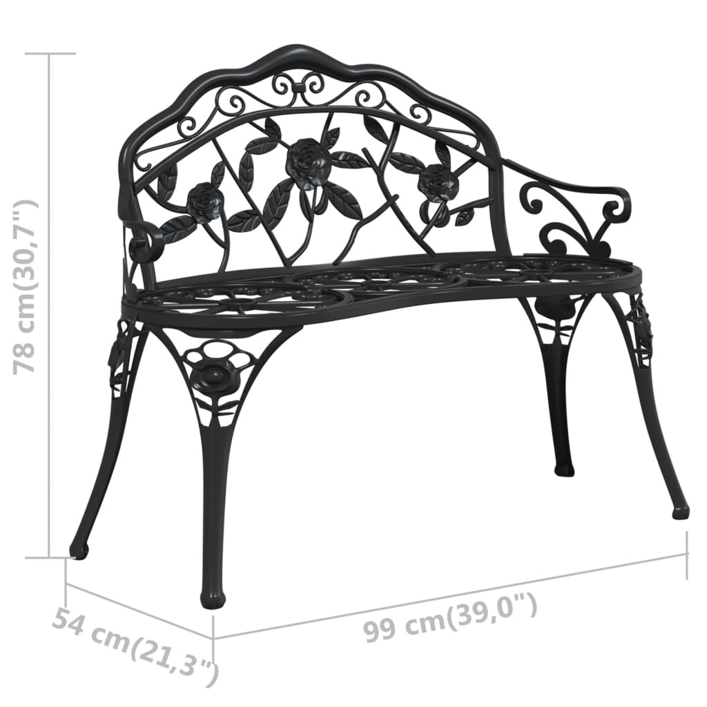 Puutarhapenkki 100 cm valualumiini musta - Sisustajankoti.fi