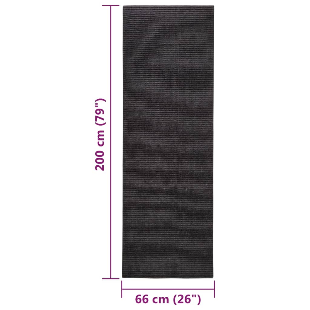Matto luonnollinen sisal 66x200 cm musta - Sisustajankoti.fi