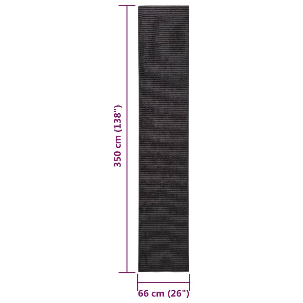 Matto luonnollinen sisal 66x350 cm musta - Sisustajankoti.fi