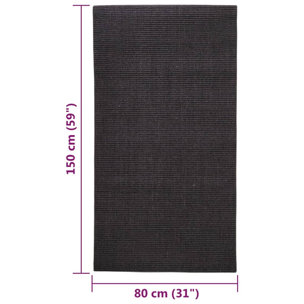 Matto luonnollinen sisal 80x150 cm musta - Sisustajankoti.fi