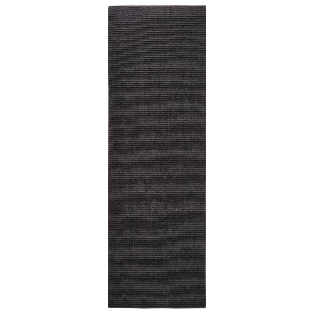 Matto luonnollinen sisal 80x250 cm musta - Sisustajankoti.fi