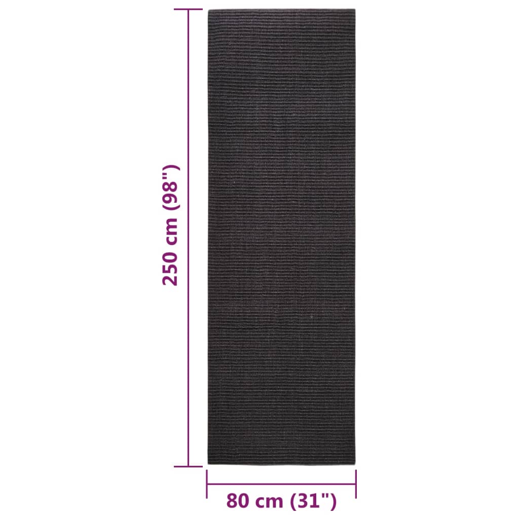 Matto luonnollinen sisal 80x250 cm musta - Sisustajankoti.fi
