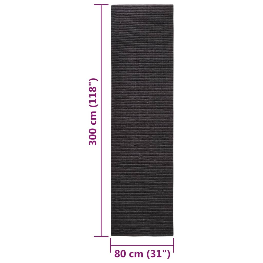 Matto luonnollinen sisal 80x300 cm musta - Sisustajankoti.fi