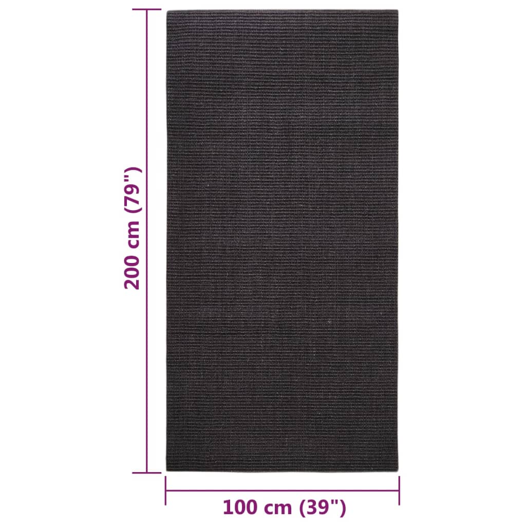 Matto luonnollinen sisal 100x200 cm musta - Sisustajankoti.fi
