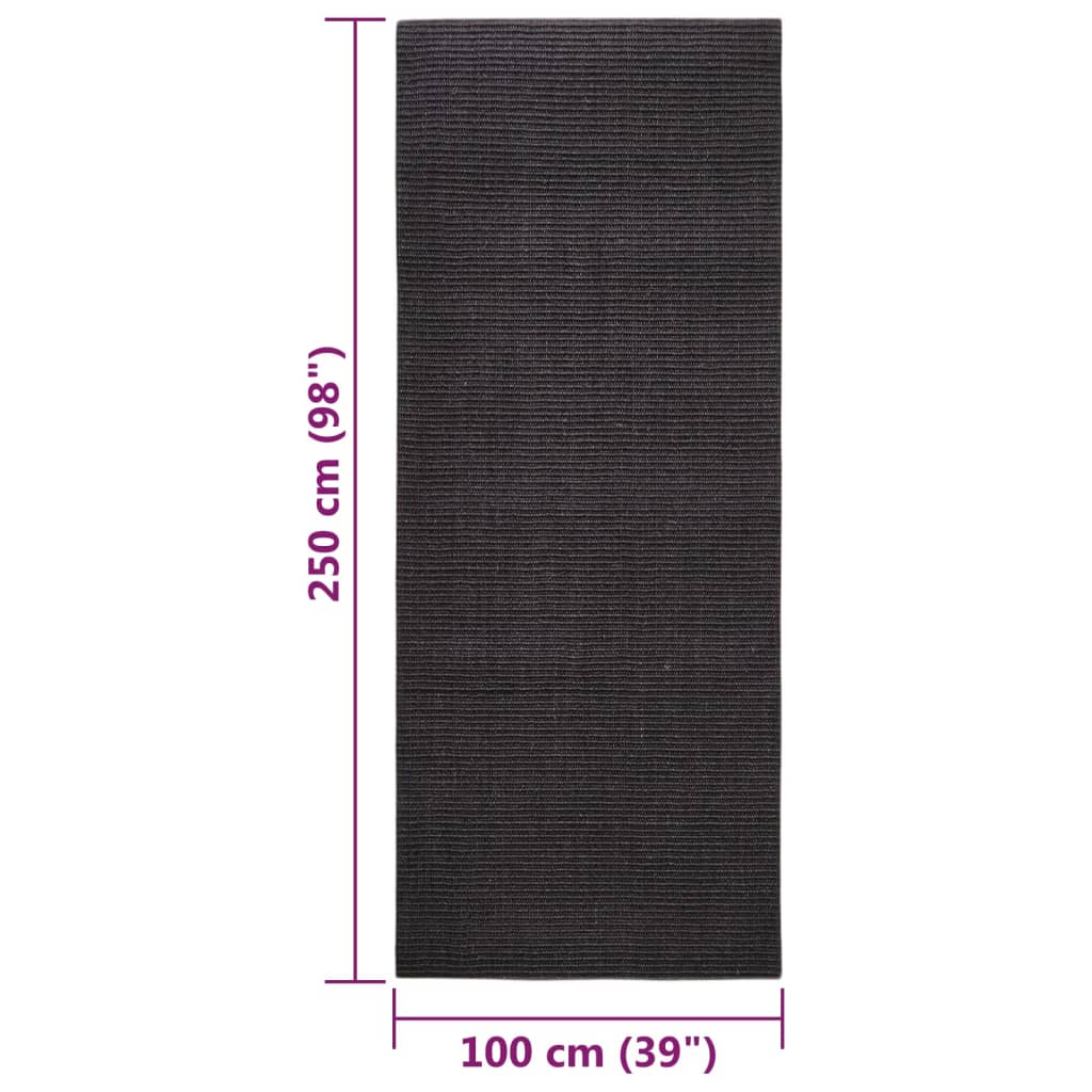 Matto luonnollinen sisal 100x250 cm musta - Sisustajankoti.fi