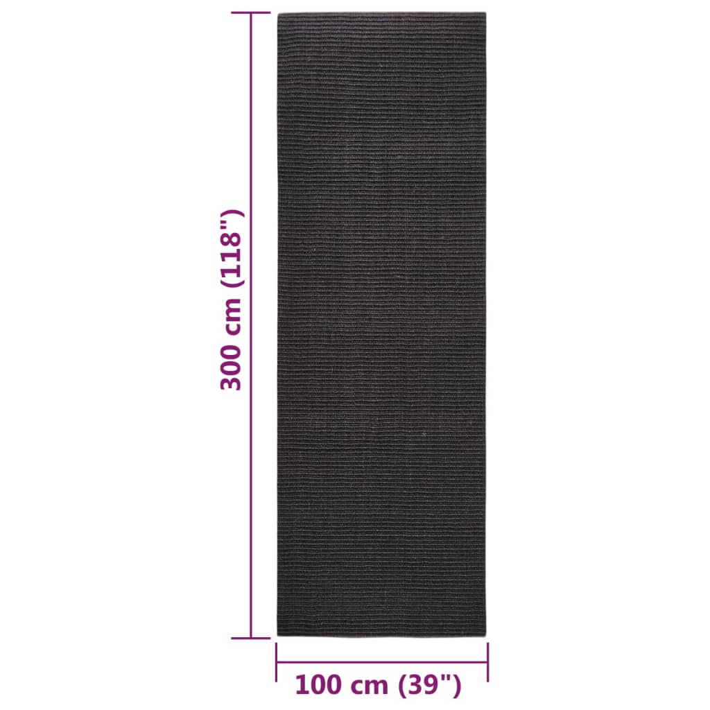 Matto luonnollinen sisal 100x300 cm musta - Sisustajankoti.fi