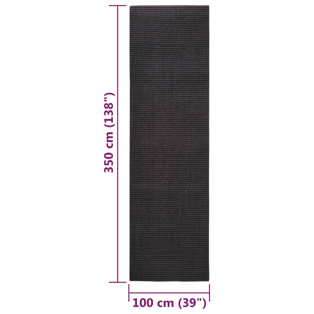 Matto luonnollinen sisal 100x350 cm musta - Sisustajankoti.fi