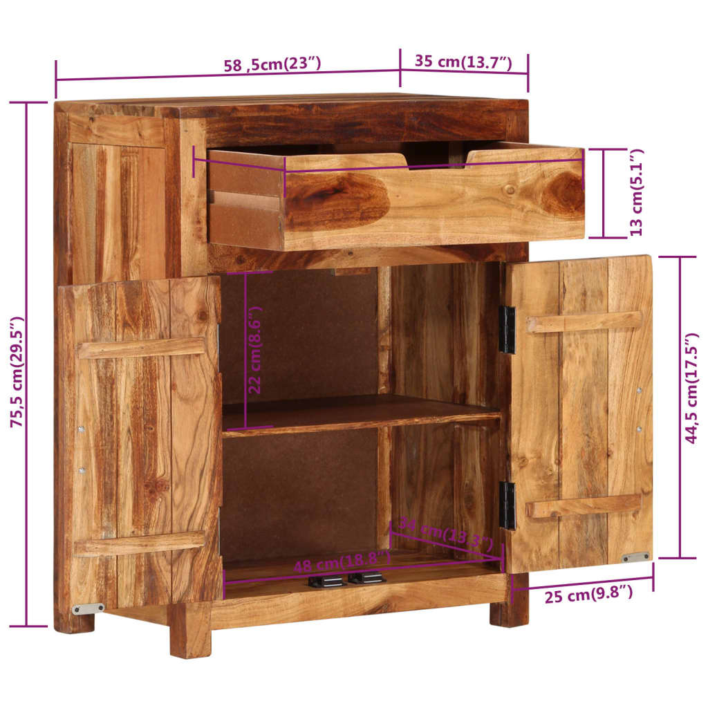 Senkki 58,5x35x75,5 cm täysi akaasiapuu - Sisustajankoti.fi