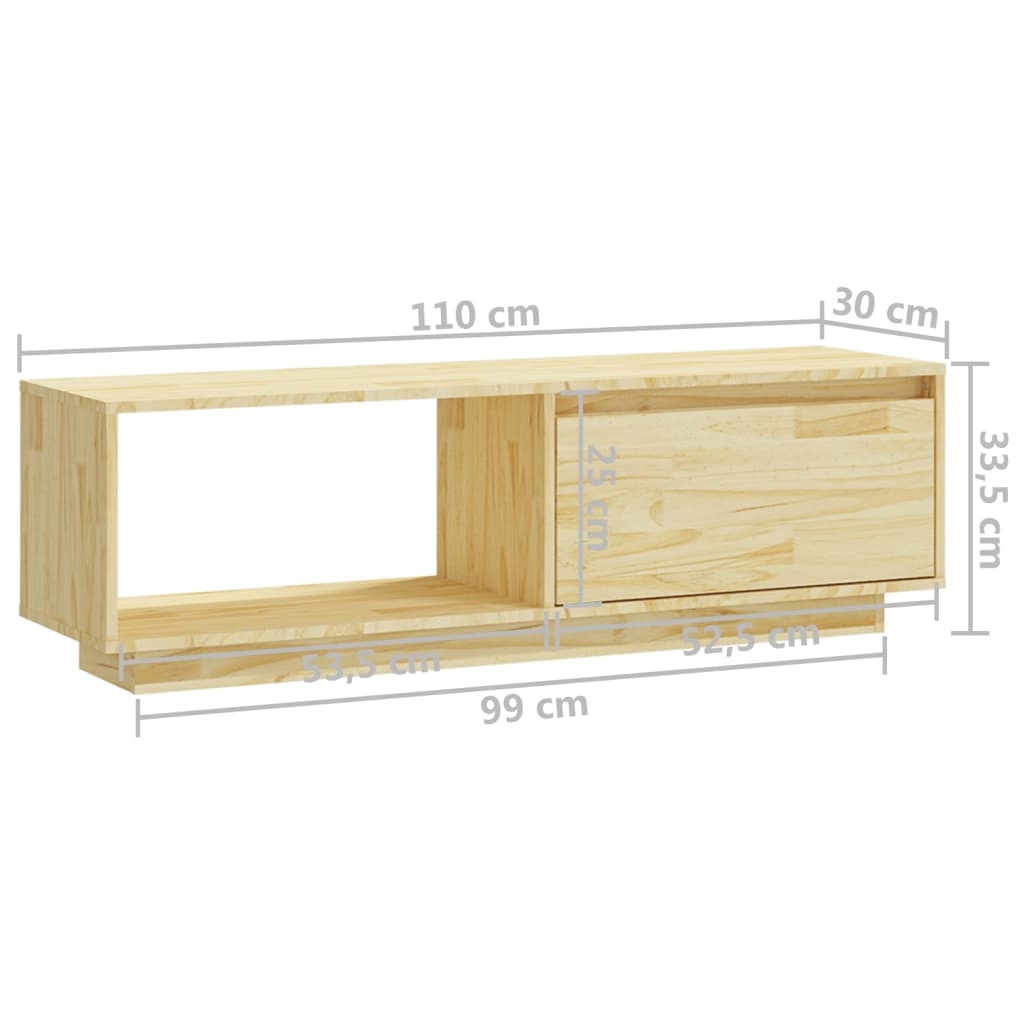 TV-taso 110x30x33,5 cm täysi mänty - Sisustajankoti.fi