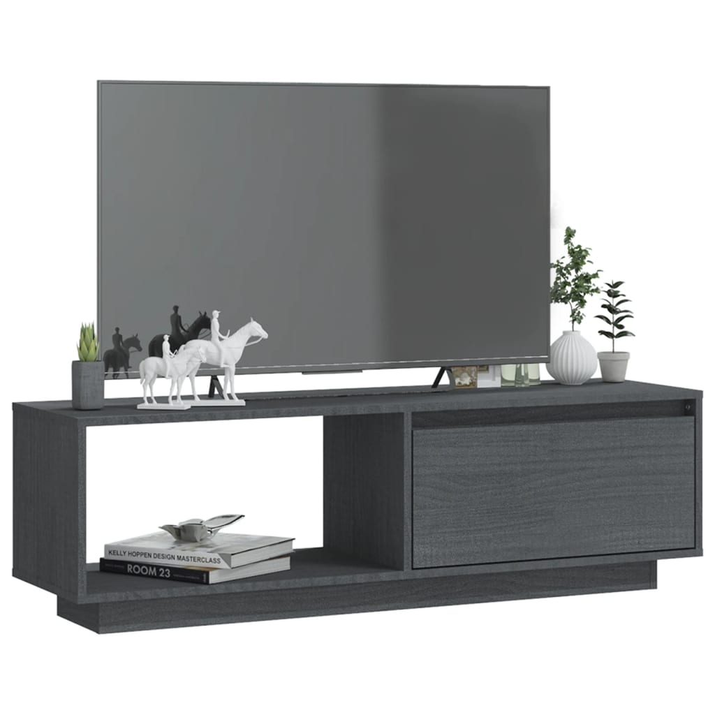 TV-taso harmaa 110x30x33,5 cm täysi mänty - Sisustajankoti.fi