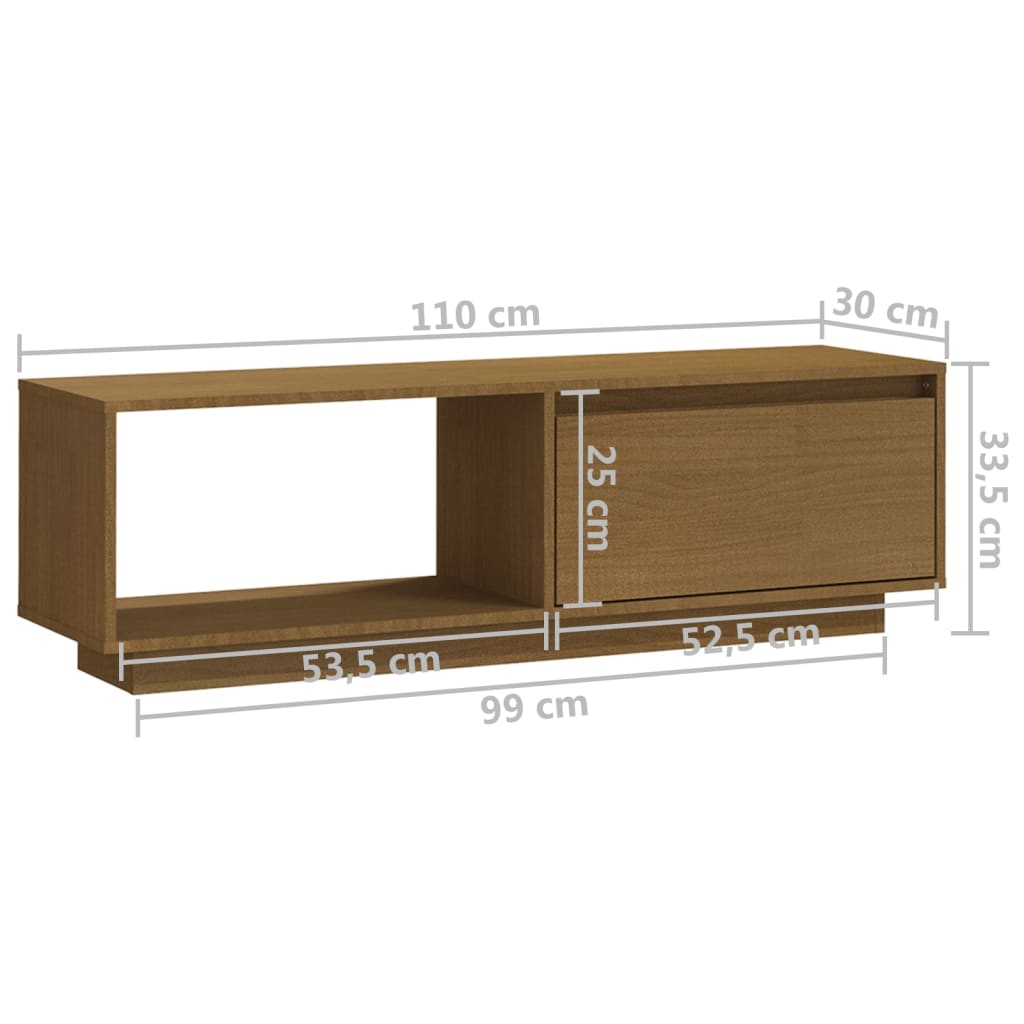 TV-taso hunajanruskea 110x30x33,5 cm täysi mänty - Sisustajankoti.fi