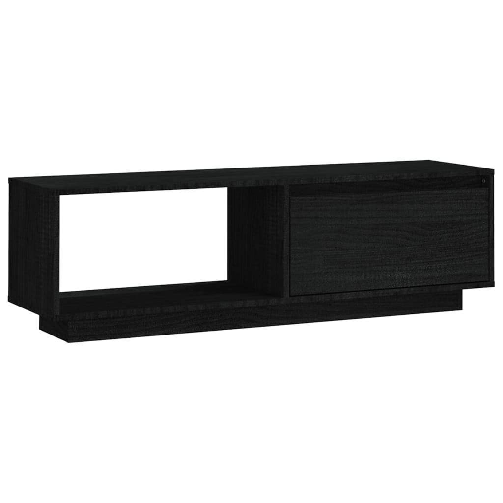 TV-taso musta 110x30x33,5 cm täysi mänty - Sisustajankoti.fi