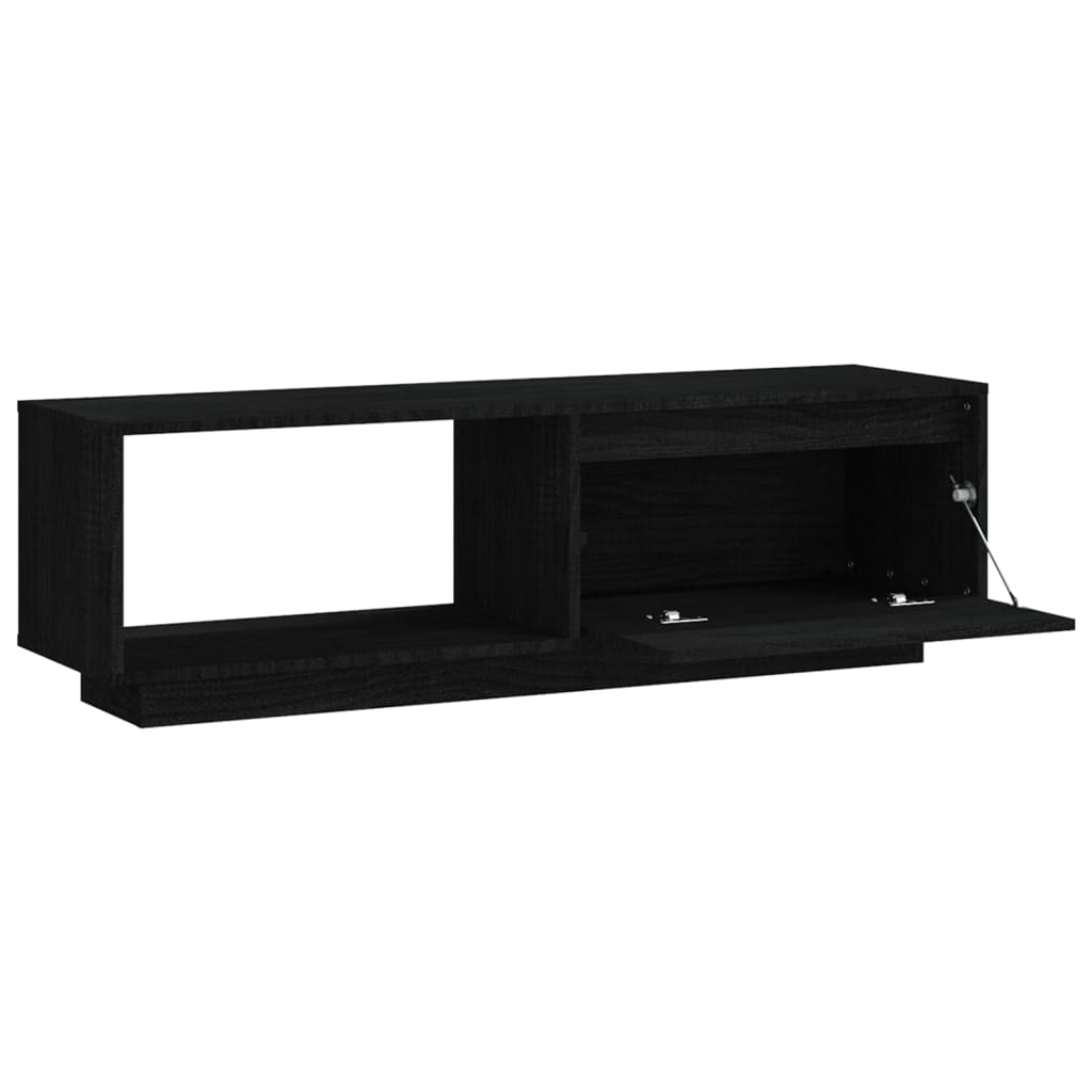 TV-taso musta 110x30x33,5 cm täysi mänty - Sisustajankoti.fi