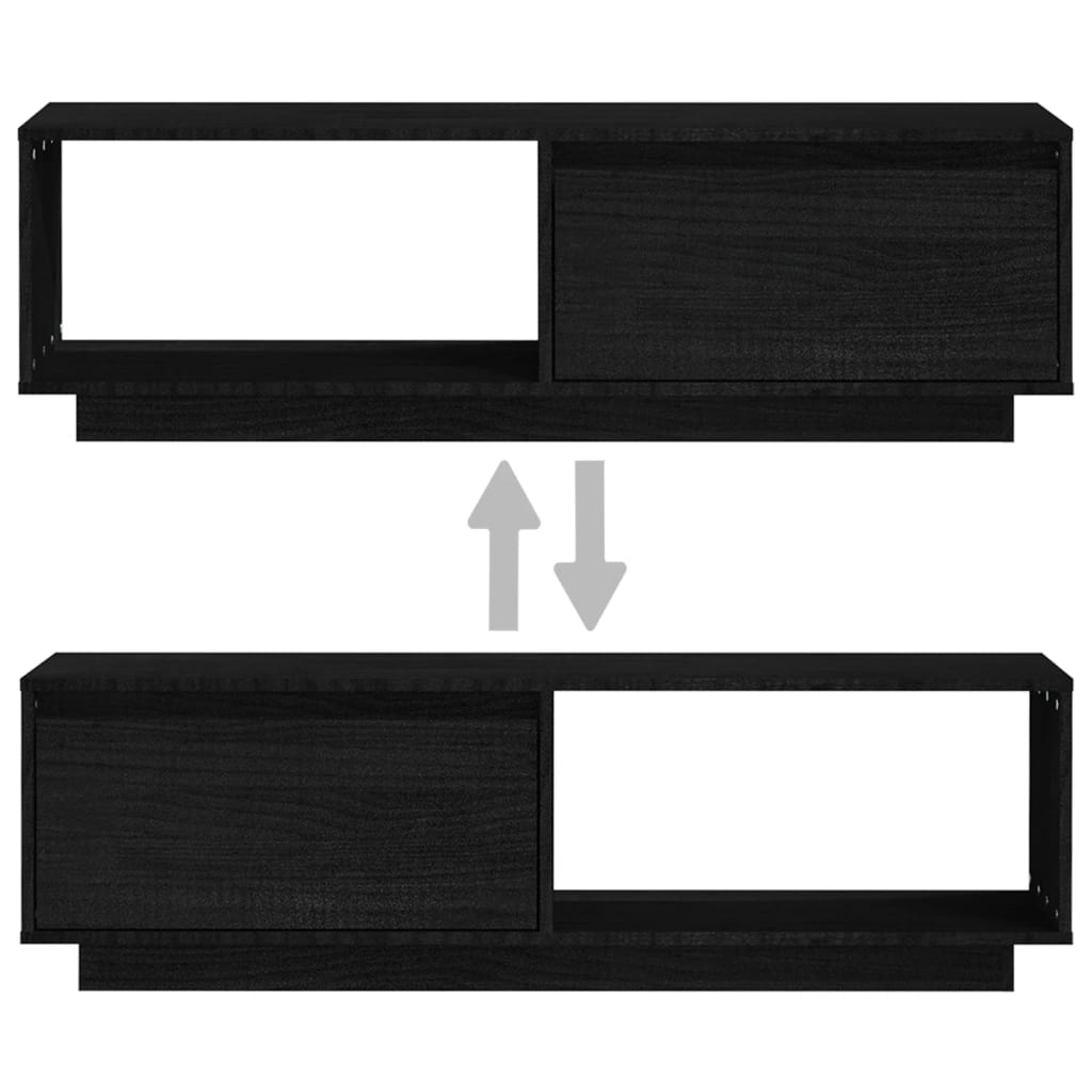 TV-taso musta 110x30x33,5 cm täysi mänty - Sisustajankoti.fi