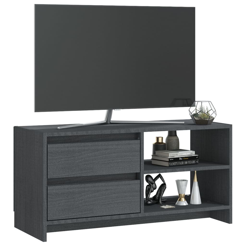 TV-taso harmaa 80x31x39 cm täysi mänty - Sisustajankoti.fi