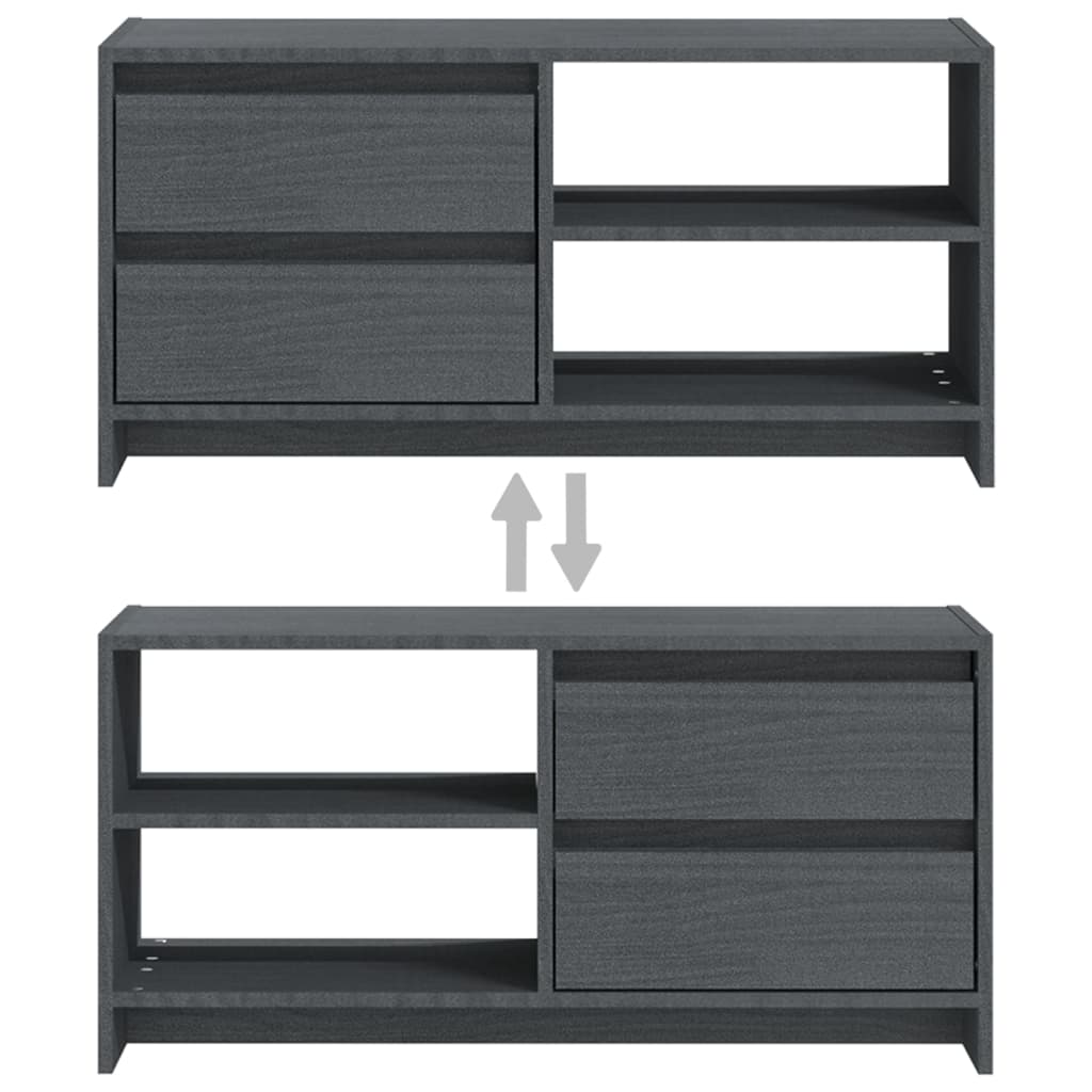 TV-taso harmaa 80x31x39 cm täysi mänty - Sisustajankoti.fi