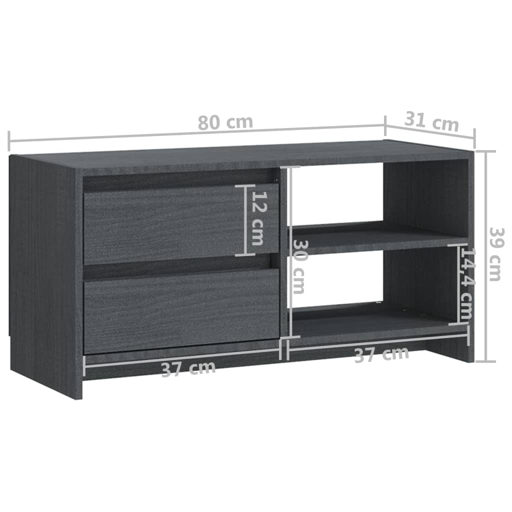 TV-taso harmaa 80x31x39 cm täysi mänty - Sisustajankoti.fi