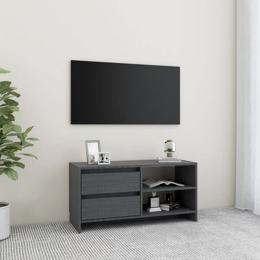 TV-taso harmaa 80x31x39 cm täysi mänty - Sisustajankoti.fi