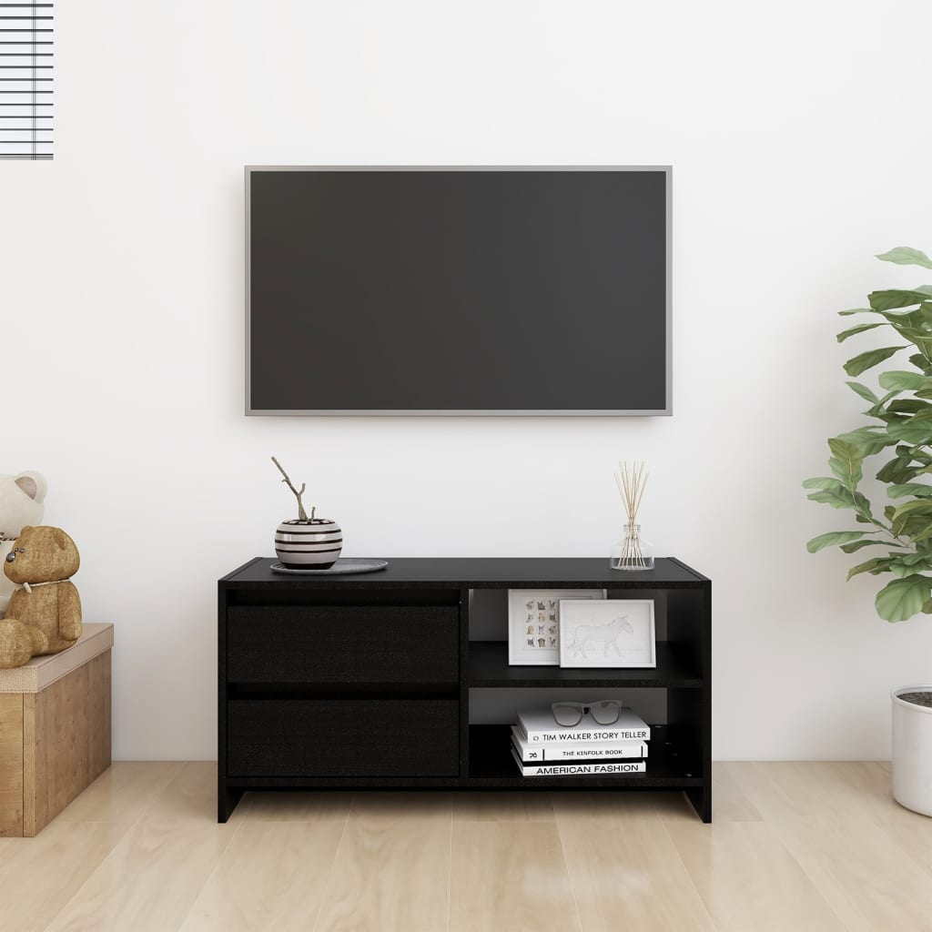 TV-taso musta 80x31x39 cm täysi mänty - Sisustajankoti.fi