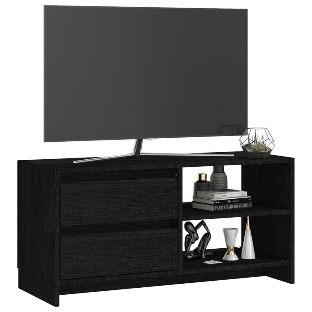 TV-taso musta 80x31x39 cm täysi mänty - Sisustajankoti.fi