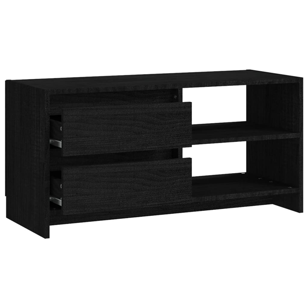 TV-taso musta 80x31x39 cm täysi mänty - Sisustajankoti.fi