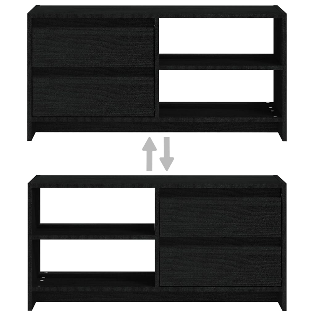 TV-taso musta 80x31x39 cm täysi mänty - Sisustajankoti.fi