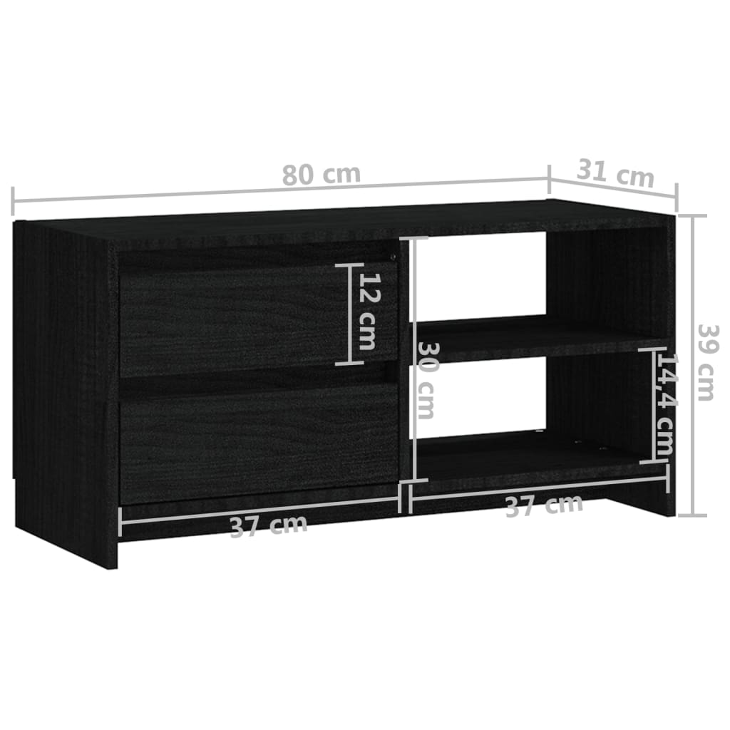 TV-taso musta 80x31x39 cm täysi mänty - Sisustajankoti.fi