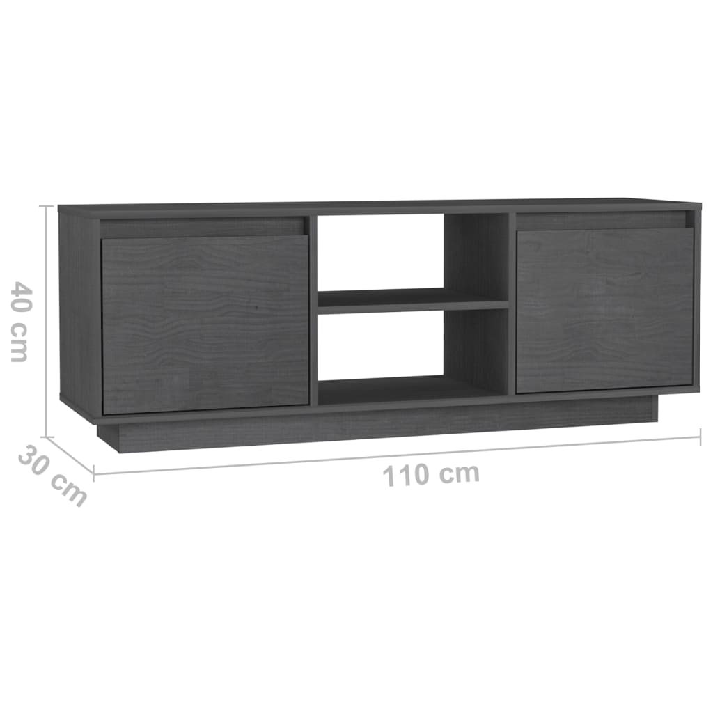 TV-taso harmaa 110x30x40 cm täysi mänty - Sisustajankoti.fi