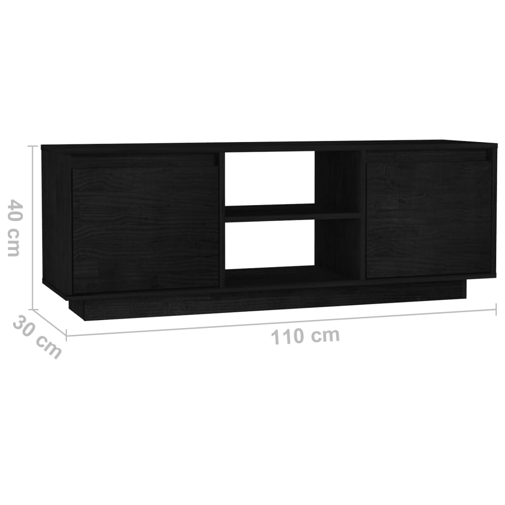 TV-taso musta 110x30x40 cm täysi mänty - Sisustajankoti.fi