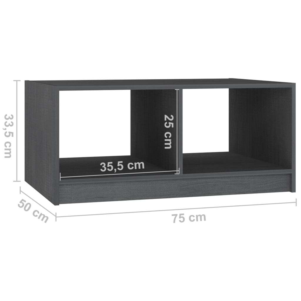 Sohvapöytä harmaa 75x50x33,5 cm täysi mänty - Sisustajankoti.fi