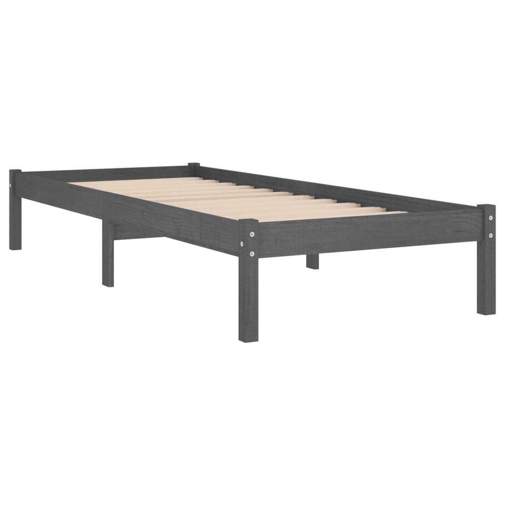 Sängynrunko harmaa täysi mänty 90x200 cm - Sisustajankoti.fi