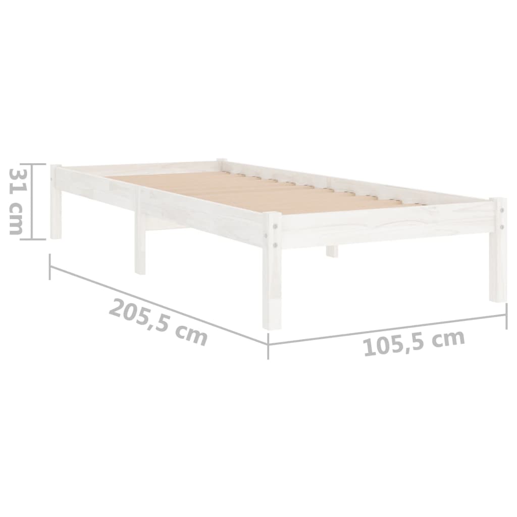 Sängynrunko valkoinen täysi mänty 100x200 cm - Sisustajankoti.fi