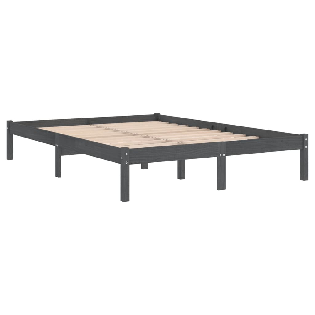 Sängynrunko harmaa täysi mänty 200x200 cm - Sisustajankoti.fi