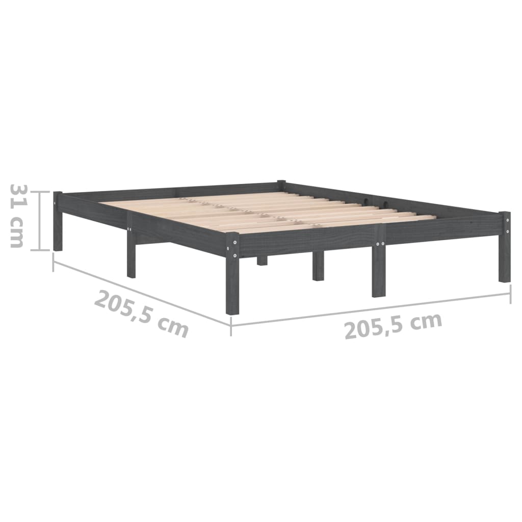 Sängynrunko harmaa täysi mänty 200x200 cm - Sisustajankoti.fi