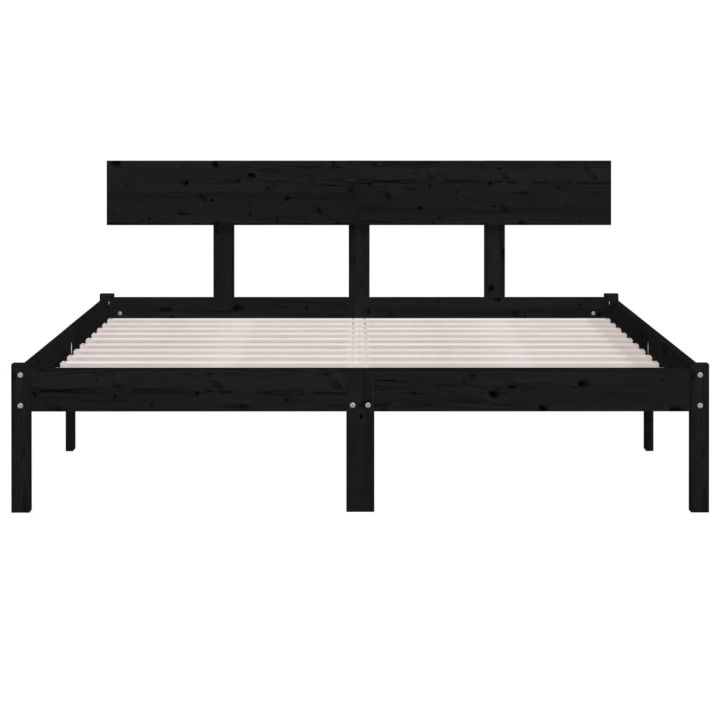 Sängynrunko musta täysi mänty 120x190 cm UK Small Double - Sisustajankoti.fi