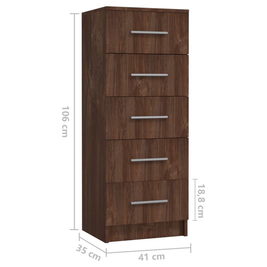 Korkea laatikosto ruskea tammi 41x35x106 cm lastulevy - Sisustajankoti.fi