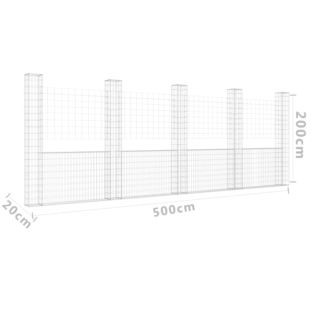 U-muotoiset kivikorit 5 pylväällä rauta 500x20x200 cm - Sisustajankoti.fi