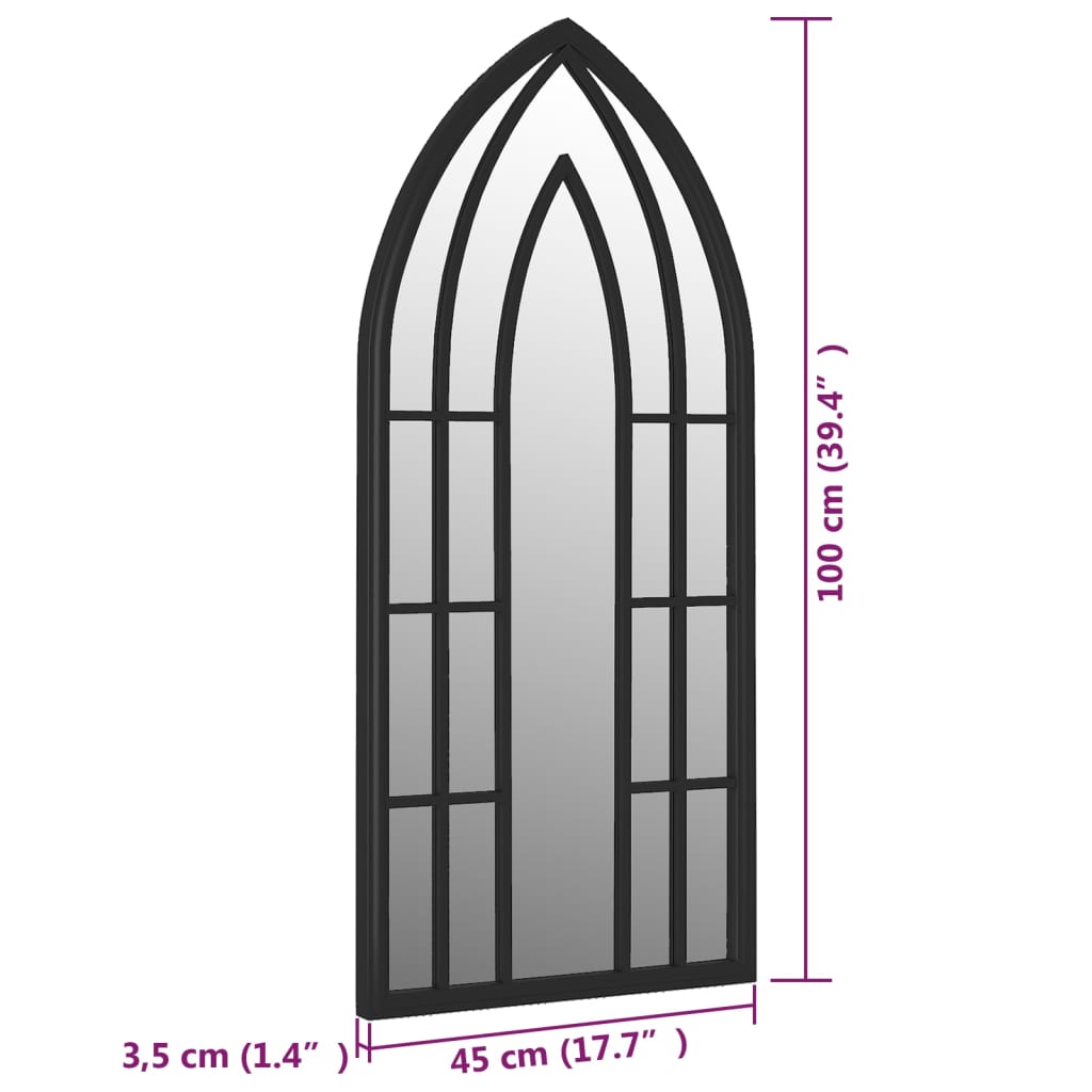 Puutarhapeili musta 100x45 cm rauta ulkokäyttöön - Sisustajankoti.fi