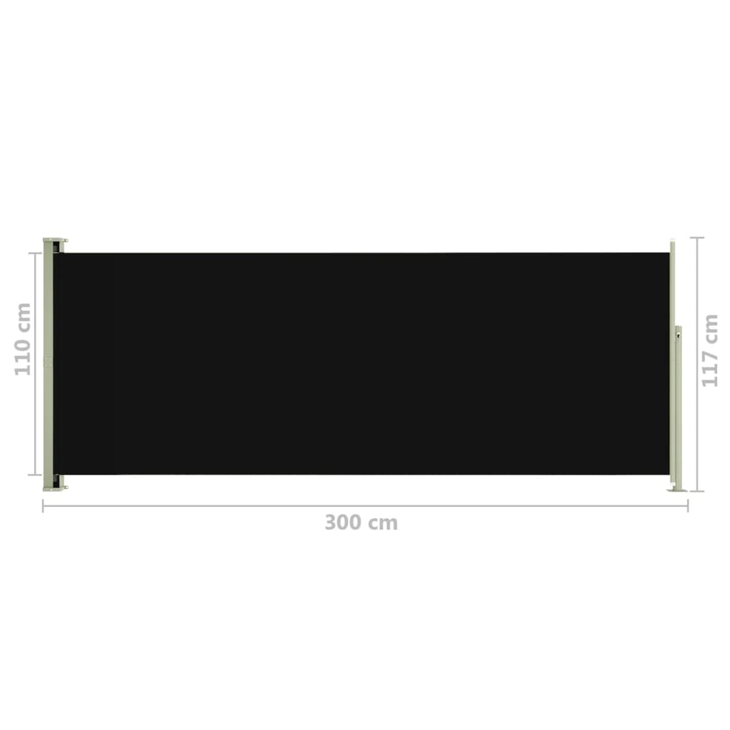 Sisäänvedettävä terassin sivumarkiisi 117x300 cm musta - Sisustajankoti.fi
