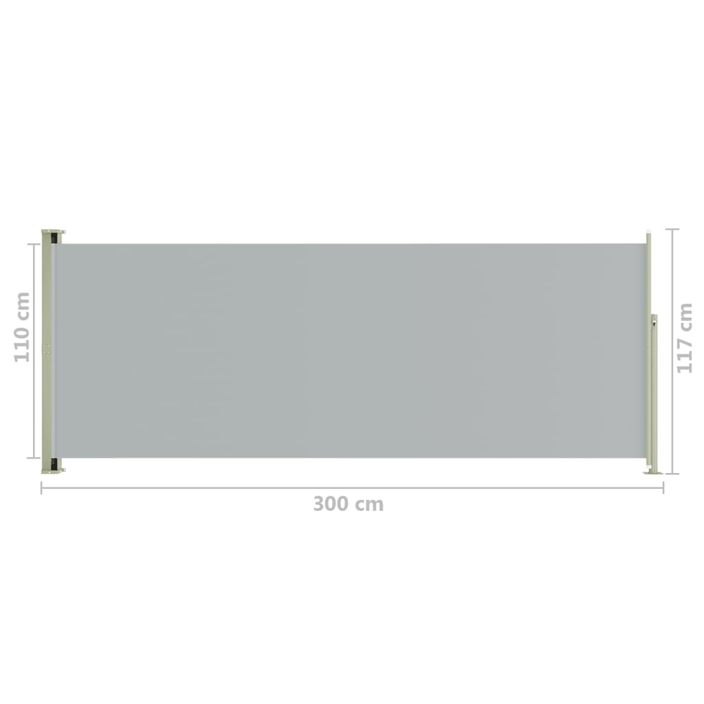 Sisäänvedettävä terassin sivumarkiisi 117x300 cm harmaa - Sisustajankoti.fi